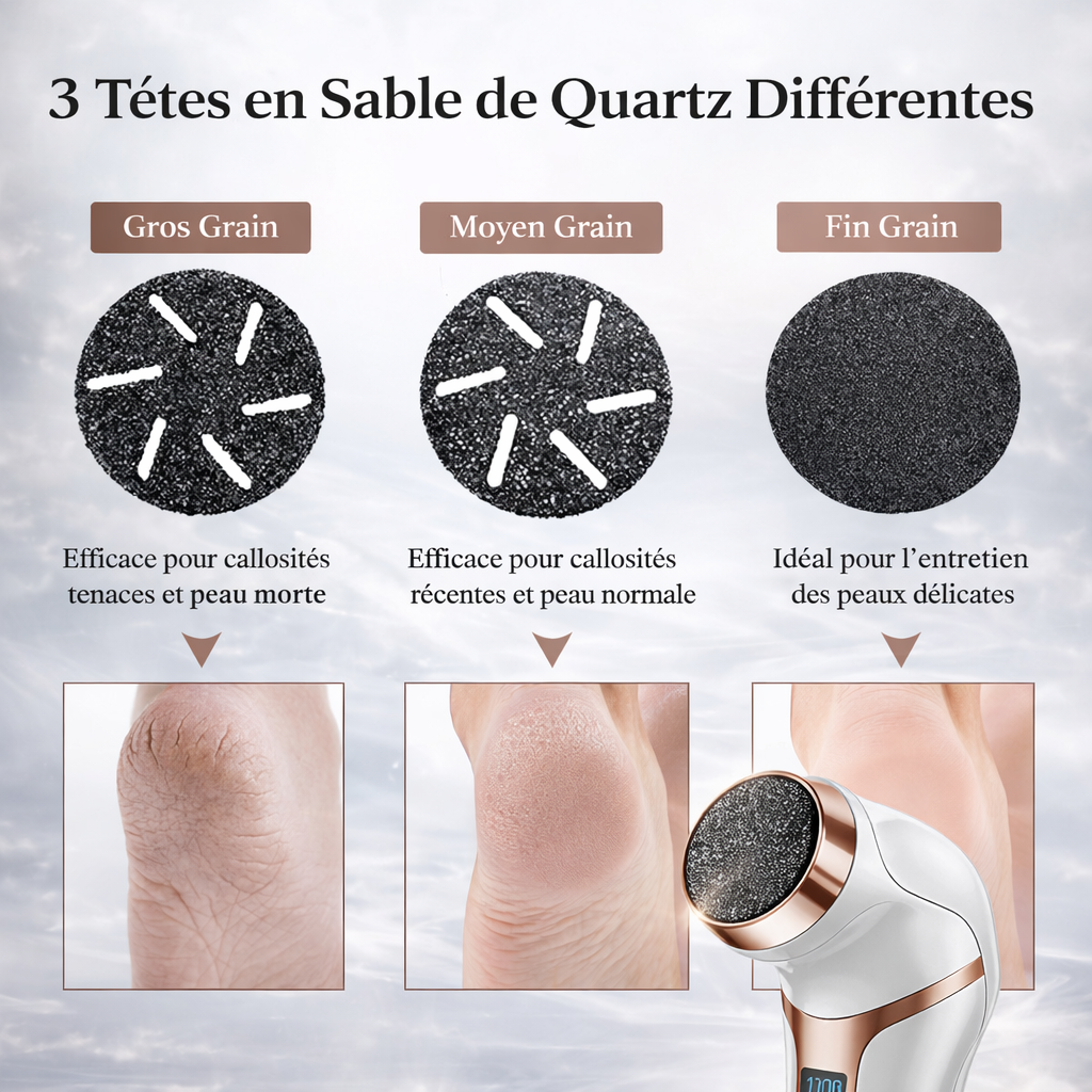 Râpe électrique aspirante rechargeable pour pieds